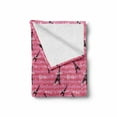 thumbnail image 2 of Eiffel Soft Flannel Fleece Blanket, Valentines Day Inspired Pattern with France Paris Oh La La Texts Heart Shapes, Cozy Plush for Indoor and Outdoor Use, 60" x 80", Pink White Black, by Ambesonne, 2 of 6