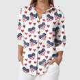 thumbnail image 2 of vigerkar Womens Long Sleeve Button Down Shirts Collared Tops Dressy Casual Patriotic Printed Blouses Shirt (White, XL), 2 of 5