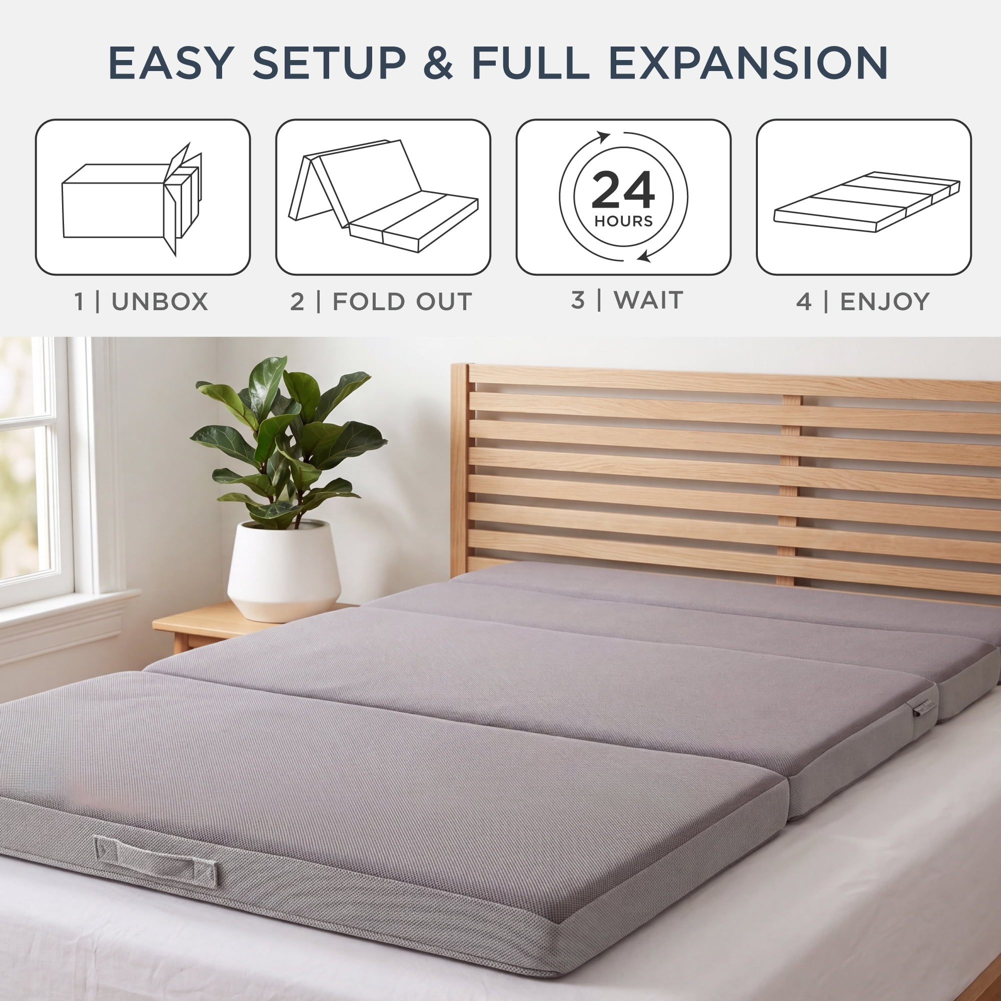 Best Choice Products 4in Thick Folding Portable Twin Tri-Fold Mattress w/ Carry Case, Washable Cover - Gray