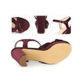 thumbnail image 2 of BLISSFUL STEP Knot Platform Slingback Faux Velvet Block Heel Sandals for Women, 2 of 4
