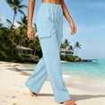 thumbnail image 5 of CHGBMOK Women's Pants High Waist Drawstring Wide Leg Pants Loose Casual Trousers with Side Pockets Solid Daily Versatile, 5 of 6
