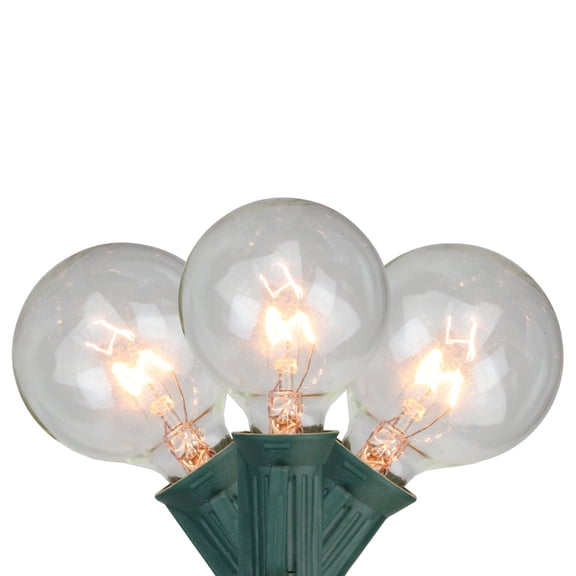 10-Count Clear G50 Globe Mini Christmas Light Set, 9ft Green Wire