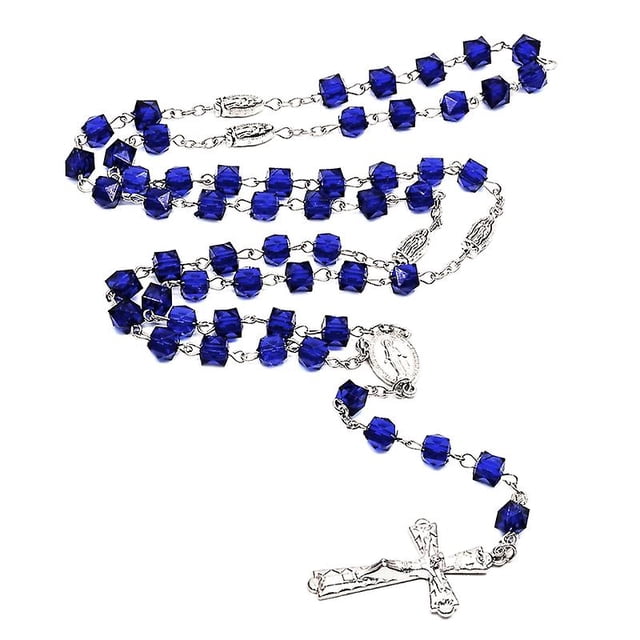 Presenta collares de cuentas de vidrio azules cuadradas, regalos de joyería Ca