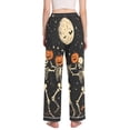 thumbnail image 3 of FORMRS Women's Pajama Pants with Pockets Soft Comfy Loungewear Sleep Bottom, Sizes S-2XL, Black Halloween Dancing Skeleton, 3 of 8