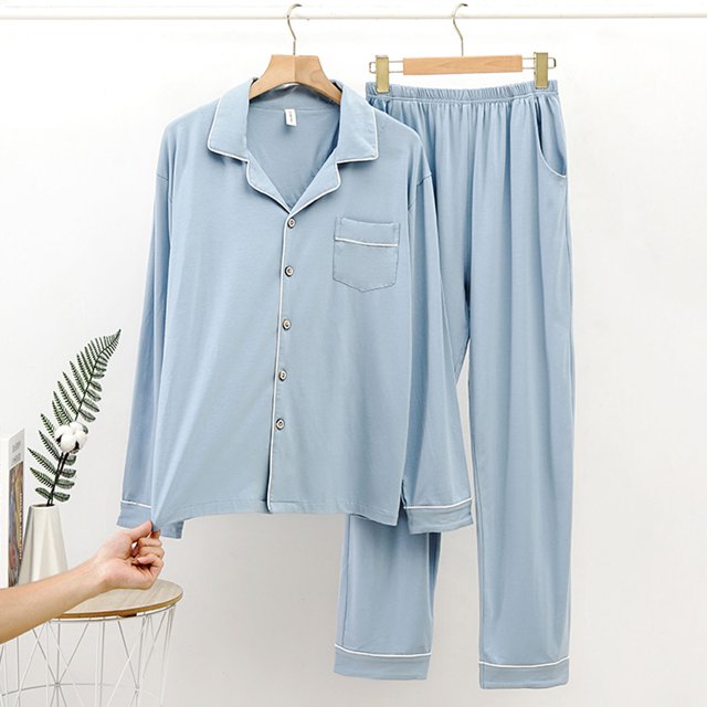 Hot ! TIMIFIS Mens Pajama Set Soft Long Sleeve Pajamas for men Lightweight Button Up Sleepwear Lounge Pjs Set With Pockets pring/Summer
