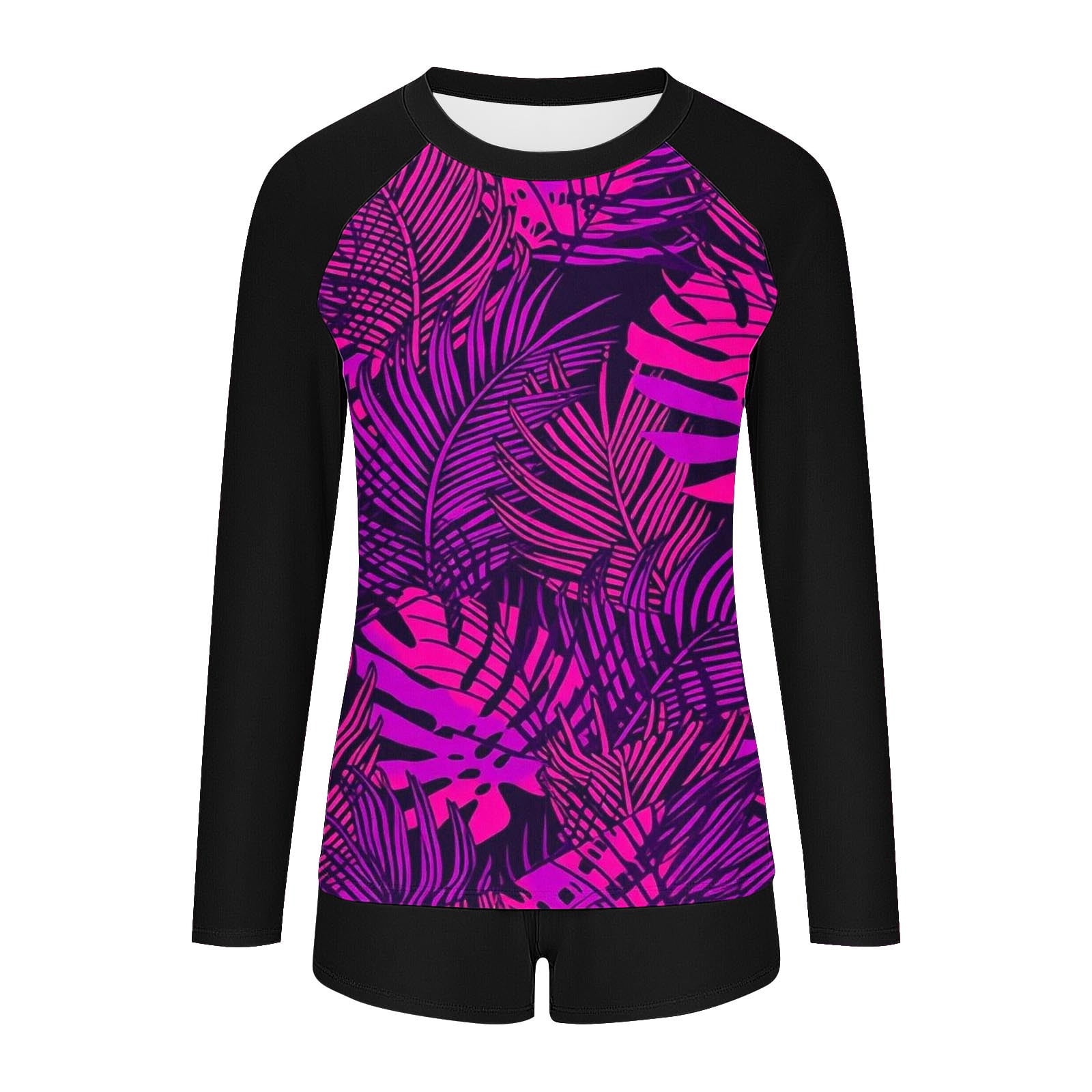 Oplxuo Women Two Piece Rash Guard Long Sleeve Swimsuits UV UPF 50+ Swim Shirt Bathing Suit with Boyshort Bottom