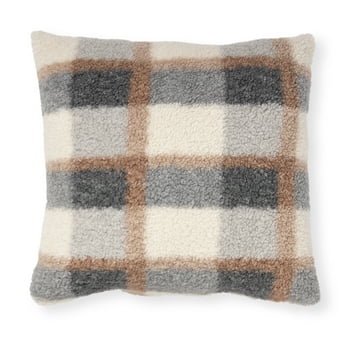 Mainstays Decorative Throw Pillow, Plaid, Multi, 18" Square, Single Pillow