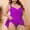 Purple, variant on Women's Swimwear Plus Size Purple One Piece Printed Swimsuit With Exposed Oversized Swimsuit