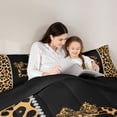 thumbnail image 5 of Feelyou Cheetah Print Letter B Bedding Comforter Set, Chic Brown Bowknot Ribbon Twin Comforter Sets, Leopard Wildlife Animal Reversible Bedding Set, Super Cozy Room Decor, 2-Piece, 5 of 8
