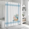 thumbnail image 6 of Blue Coastal Shower Curtain, Waterproof Shower Curtains for Bathroom, Nautical Starfish Eucalyptus Leaf Coral Striped Washable Fabric Bathtub Curtain Set Bath Decor with 12 Hooks Stall 36"x72", 6 of 8