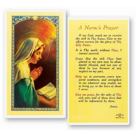 

Nurse s Prayer Laminated Catholic Prayer Holy Card with Prayer on Back Pack of 25