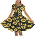 thumbnail image 2 of LOVZFMLL Robe d'Été à Manches Courtes à Volants Col Rond Imprimée Mode pour Filles Robe Débardeur Douce, 2 of 6