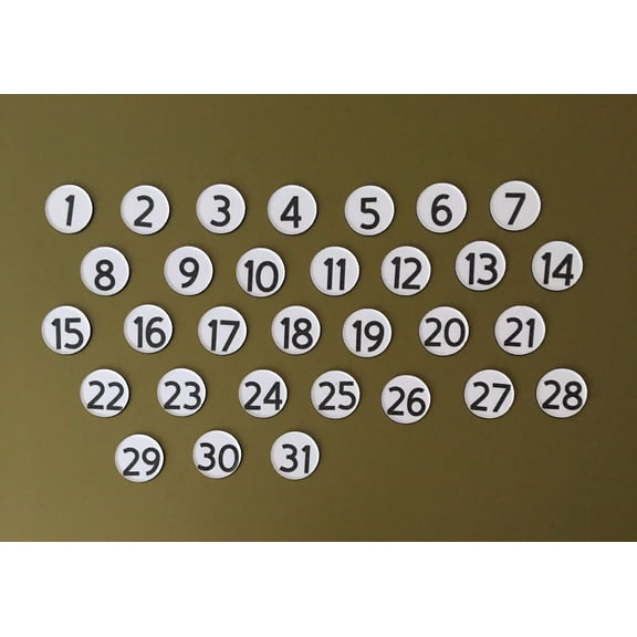 Craft Dragon Calendar Magnet Numbers 1-31 - Black DM Sans Font, Dime Size 0.7'' Round, 31 Count