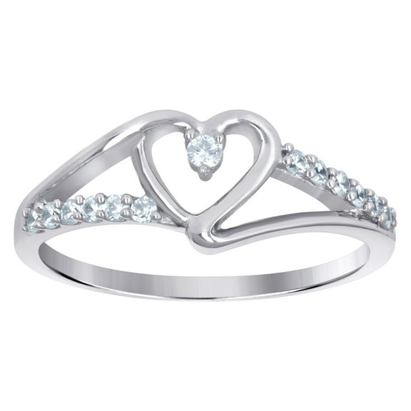 925 Sterling Silver Womens Cubic Zirconia Heart Love Ring 7.4x1.1mm Wide Size 5 Statement Ring for Women