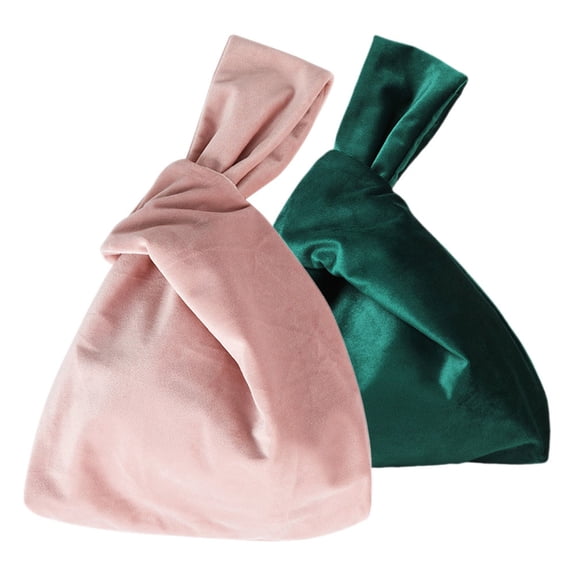 GAXIRE 2Pcs Velvet Knot Handbag Wristlet Purse Multipurpose Small Tote for Casual Storage
