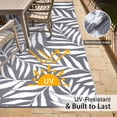 thumbnail image 4 of Smiry Outdoor Rugs 9x12, Waterproof Plastic Straw Indoor Outdoor Mat for Patio, RV Camping, Deck,Porch, Grey & White, 4 of 9