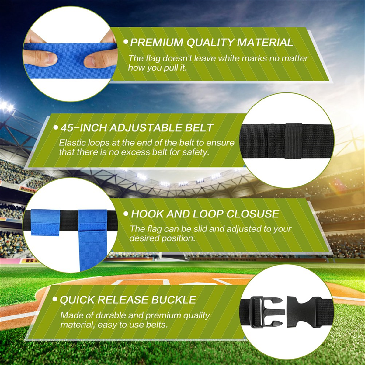 Lot De 14 Ceintures De Football Avec Drapeaux Réglables Barfeery – Bleu Et Jaune, Pour Entraînement Et Matchs