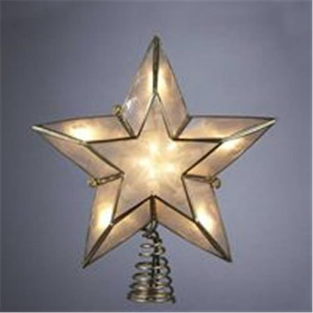 UPC 086131156113 product image for Kurt Adler 10-Light 5-Point Ivory and Gold Capiz Star Treetop | upcitemdb.com