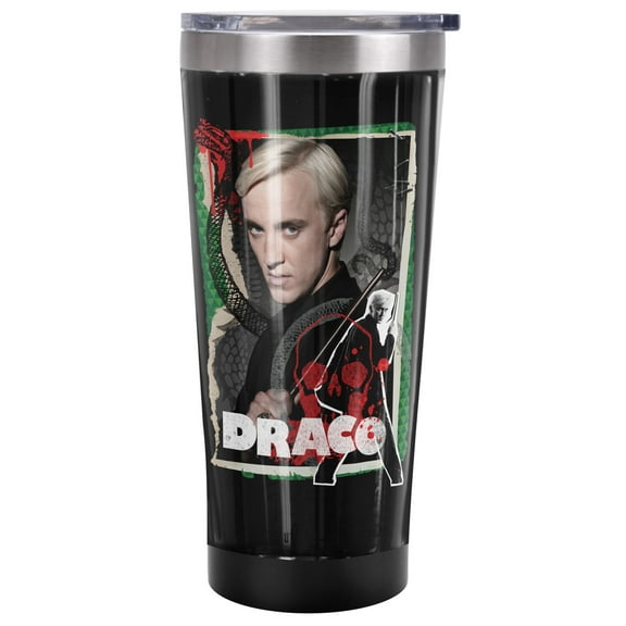 Harry Potter Official Draco 20 oz Travel Tumbler, Stainless Steel, Vacuum Insulated with Leak Resistant Slide-Lock Lid
