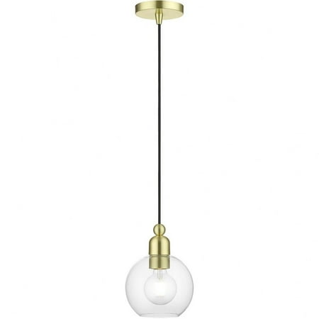 

St James s Royd 1 Light Sphere Mini Pendant in Industrial Style-14.5 inches Tall and 6.5 inches Wide-Satin Brass Finish Bailey Street Home