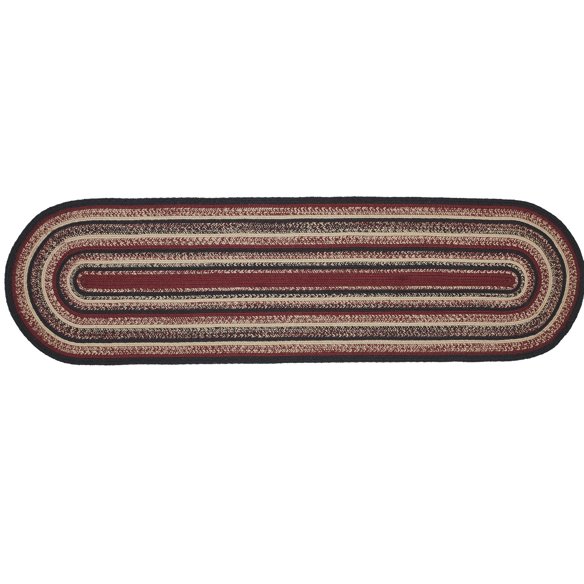 VHC Brands Jute Rug/Runner 22x78 w/Pad, Jute Area Rug, Accent Rug, Floor Decor, Braided, Connell Collection, Oval 22x78, Country Black