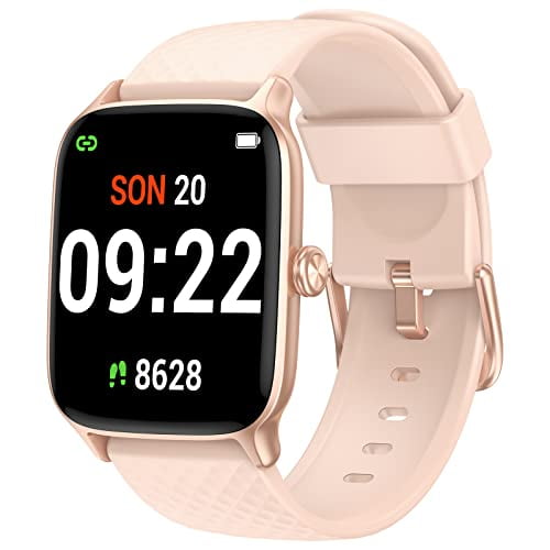 Kaloc Smart Watch with Heart Rate Monitor & Sleep Tracking, Fitness Tracker for Women and Men, 5ATM Waterproof Step/Calorie Counter Watch Compatible with iPhone & Android Phones Pink