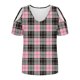thumbnail image 1 of Puntoco Liquidación de blusas cortas para mujer, blusas estampadas para mujer, blusas de manga corta con escote en V y hombros descubiertos, blusas de moda, 1 of 5