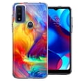 thumbnail image 1 of MUNDAZE Motorola Moto G Pure G Power 2022 Colorful Feather Paint Double Layer Phone Case Cover, 1 of 3