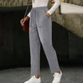 thumbnail image 4 of Corduroy Pants Women Casual Elastic High Waist Petite Straight Leg Loose Comfy Trousers with Pockets Fall Winter 2026 Gray M, 4 of 6