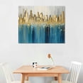 thumbnail image 3 of Nawypu  Teal Abstract Cityscape Canvas Wall Art Modern Skyline Gold Painting Blue Grey Textured Large  Picture Turquoise Artwork Framed for Living Room Bedroom Bathroom Home Office Wall Decor, 3 of 5