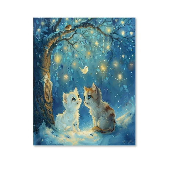 Two Cute Kittens Poster Canvas- Perfect for Wall Artrations,Dining Room Decor, Bedroom Art, Wall Decor Living Room, Wall Art, Frameless 12x16inch