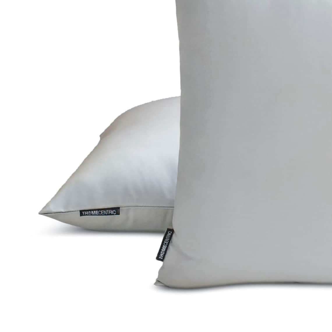 The HomeCentric Luxury Lumbar Pillow Cover Light Gray Pack Of 2, 20"x30" (50x75 cm) Satin Solid Oblong Pillow Cover, Solid Modern Cushion Cover Style - Light Gray Slub Satin