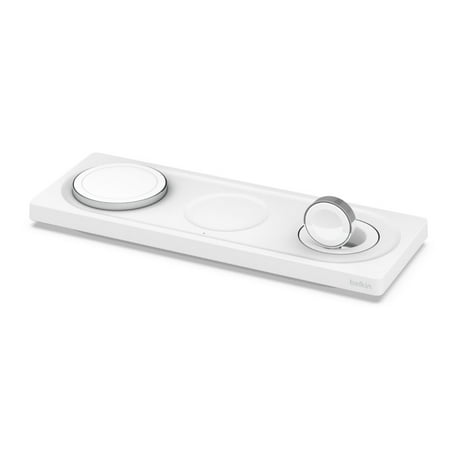 Belkin - MagSafe 3-in-1 Wireless Charging Pad - Fast Wireless Charging for Apple Watch, iPhone 15, 14, 13 & 12 series, & AirPods - White