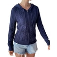 thumbnail image 2 of Suéteres de Punto para Mujer, Suéteres de Larga con Cuello en V, Camisetas Casuales, Conjuntos de Moda de Otoño. Azul Marino XL, 2 of 7