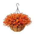 thumbnail image 2 of Artificial Fall Hanging Basket with Autumn Flowers and Greenery, Decorative Hanging Plant for Porch Patio Balcony Garden Home Decor, 2 of 7