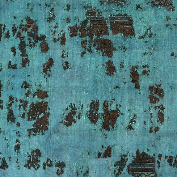 Ahgly Company Indoor Square Persian Turquoise Blue Bohemian Area Rugs, 7' Square