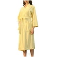 thumbnail image 3 of Ihph7 Waffle Robe Plus Size Robe Long Robes for Women Womens Robes Lightweight Towel Robe Hotel Robe Long Sleeve Robes for Women Quick Dry Robe Yellow M, 3 of 9