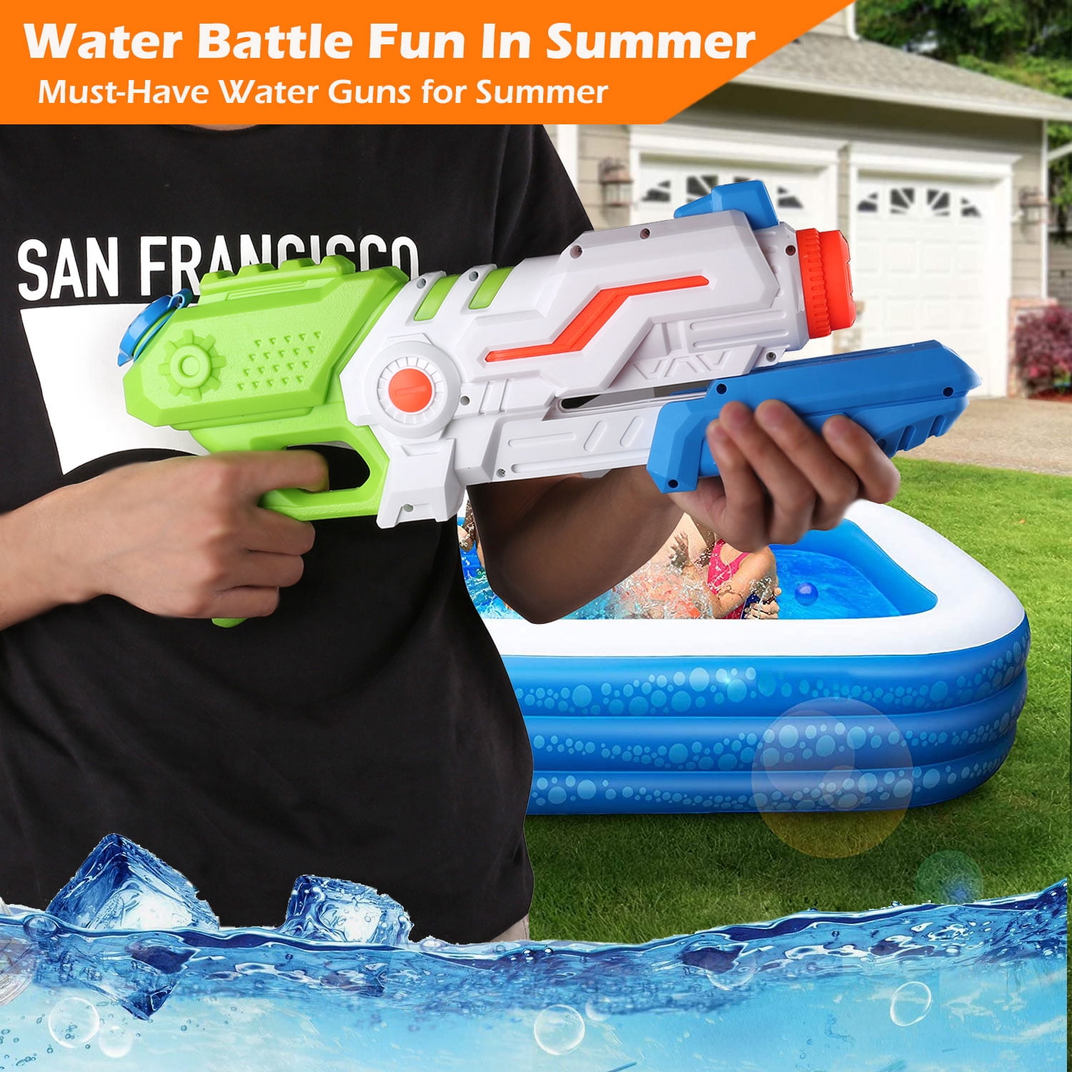 Super Water Blaster 4-Pack – High Capacity Water Soaker Toys for Kids & Adults, Shoots Up to 36 Ft – Summer Outdoor Pool and Beach Fun Set for Family Water Battles