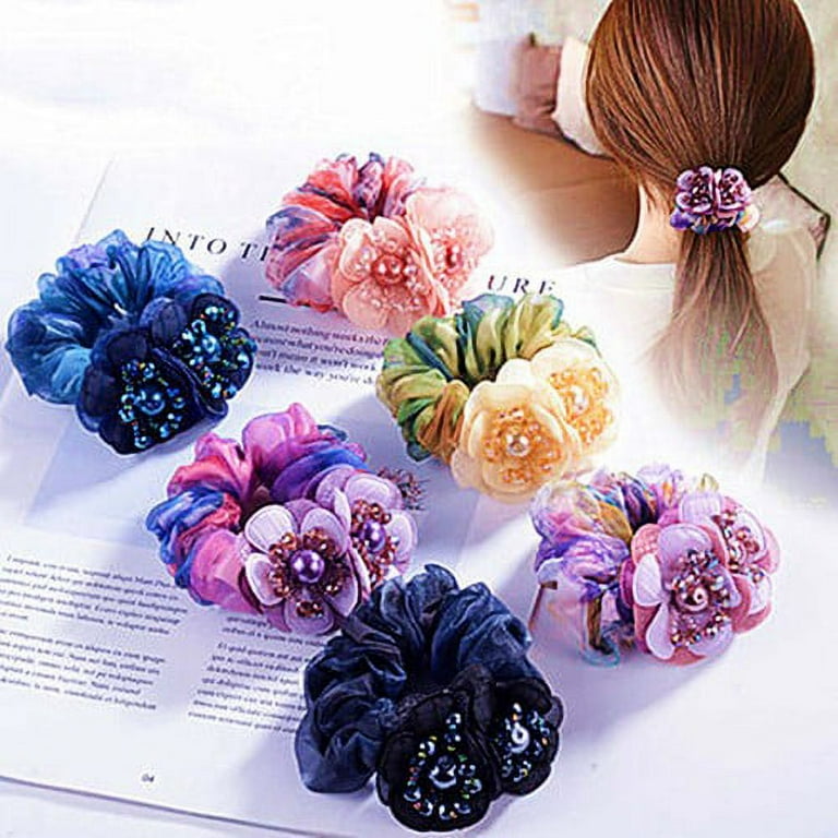 Zhaomeidaxi Flower-shaped rubber band with pearls  display picture 3