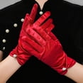 thumbnail image 7 of Yesbay 1 Pair Retro Satin Bride Gloves Faux Pearls Decor Pleated Cuffs Solid Color Vintage Wedding Gloves, 7 of 7