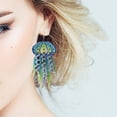 thumbnail image 6 of Colorful Bohemian Tassels Earrings with Hand Knitted Beads Colorful Tassels Jewelry for Adding Personality to Outfits, 6 of 9