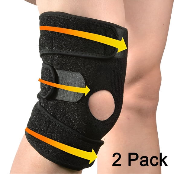 XIRQI 2 Compression Extra Support Knee Brace,Highest Copper Content Guaranteed,Best Adjustable Copper Knee Brace,Open Patella Stabilizer