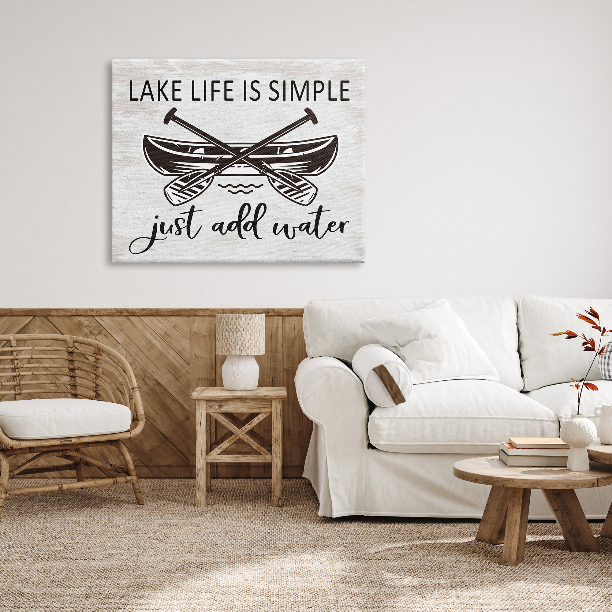 Stupell Industries Lake Life Canoe Ores Rustic Cabin Typography Graphic Art Gallery Wrapped Canvas Print Wall Art, Design by Lettered and Lined