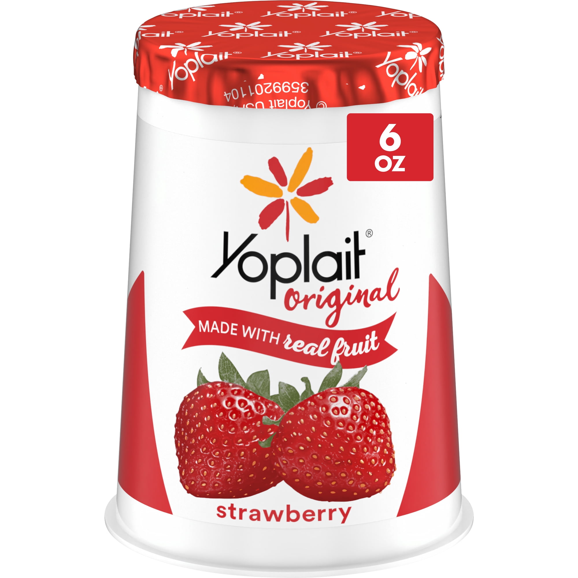 Yoplait Original Low Fat Strawberry Yogurt Cup, Made with Real Fruit, 6 oz