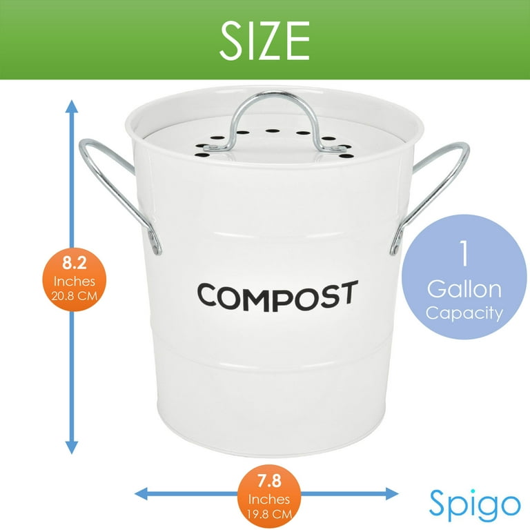 Epica Stainless Steel Compost Bin 1 Gallon - Homegrown Hopes