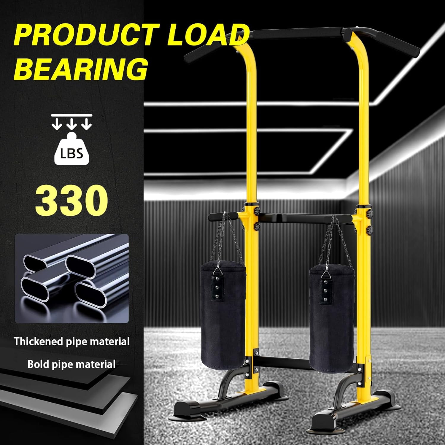 CHTER Power Tower Pull Up Bar Station, Free Standing Pull Up Rack Dip Station for Home Gym, Height Adjustable Home Strength Training Fitness Workout Equipment