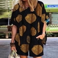 thumbnail image 2 of safuny Women's Two Pieces Set Suit Dressy Short Sleeve Plus Size Suit For Girlfriend Wife Daughter Comfy Casual Crewneck Polka Dots Yellow XXL, 2 of 5