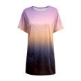 thumbnail image 4 of B91xZ Tunique Femme Manches Courtes Col Rond Ample Décontractée Tops, Violet L, 4 of 4