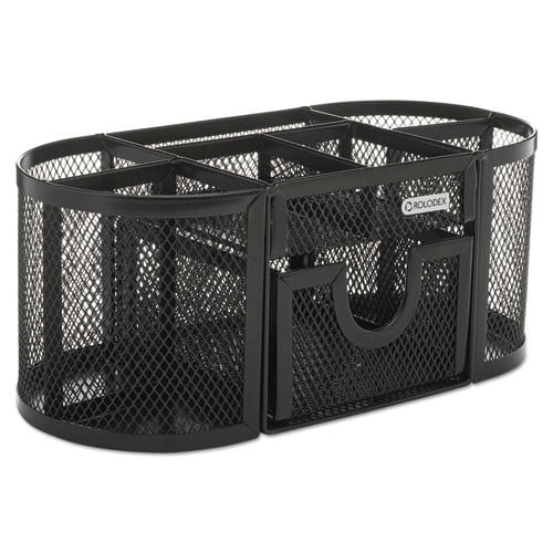 Rolodex Oval Supply Caddy, Metal Mesh, Black