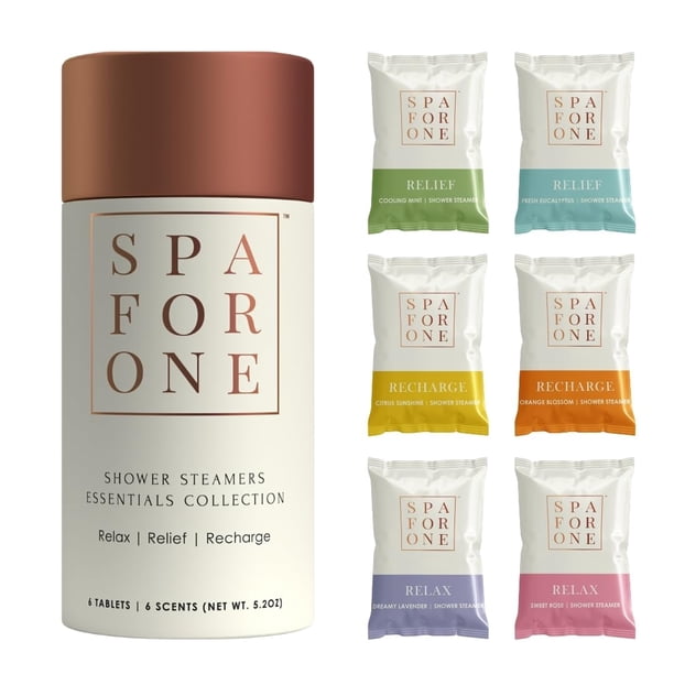 Shower Steamers Spa For One, paquete de 6 con aceites esenciales, aromaterapia